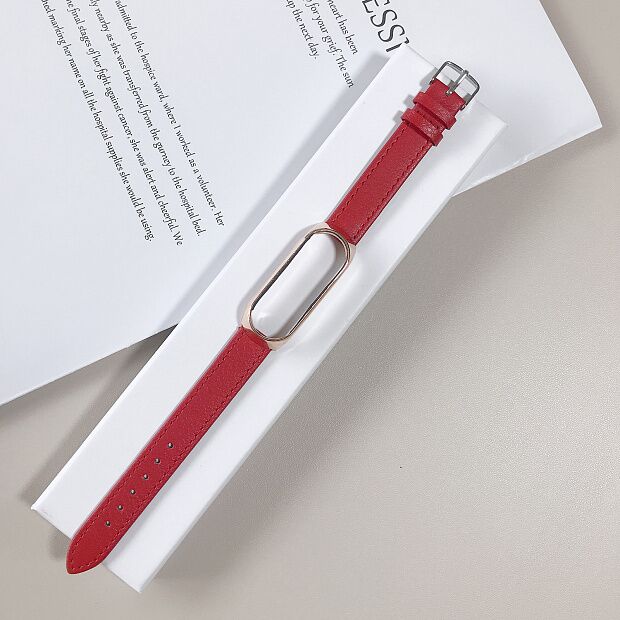 Ремешок кожаный для Xiaomi Mi Band 4 Leather Strap (Red/Красный) - 3